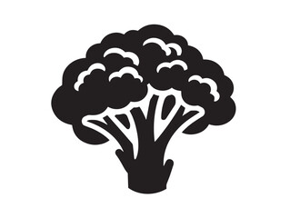 Broccoli icon vector illustration solid black white background vegetable