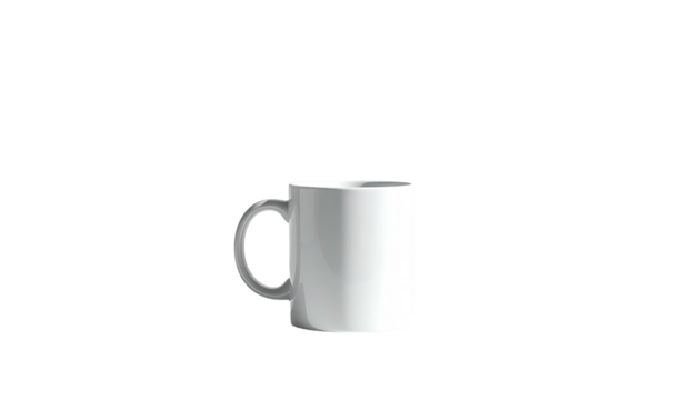 Clean, isolated white ceramic mug with a gray handle