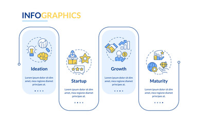 Startup growth stages rectangle infographic vector. Business project development. Entrepreneurship. Data visualization with 4 steps. Editable rectangular options chart. Lato-Bold, Regular fonts used