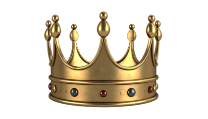 Golden ornate crown with gems, isolated on black background