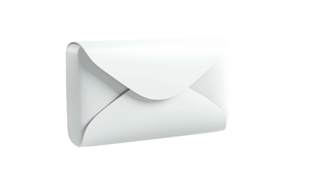 White envelope with rounded edges on black background