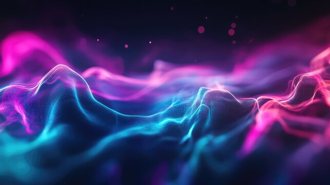 Glowing data waves creating a digital network background