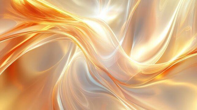 Golden fluid light lines flowing abstract energy