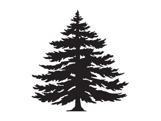 Cedar tree icon vector illustration solid black white background symbol