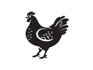 Chicken icon vector illustration solid black white background graphic element