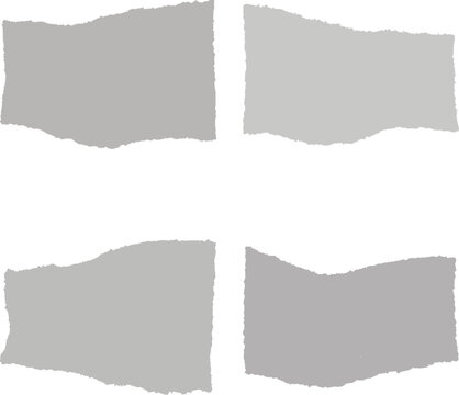Abstract grey paper pieces with torn edges on white background design element