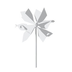 Simple Gray Pinwheel Toy on a Stick Isolated on White Background