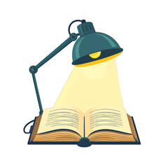 Pixel Art Desk Lamp Illuminating an Open Book with Vintage Style and Warm Glow