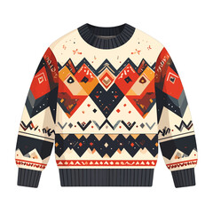 Cozy Fair Isle Sweater with Geometric Pattern and Earthy Tones