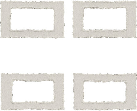 Four Rectangular Torn Paper Textured Frames on a White Background Graphic Resource