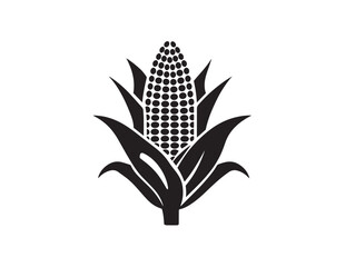 Corn icon vector illustration solid black white background vegetable graphic