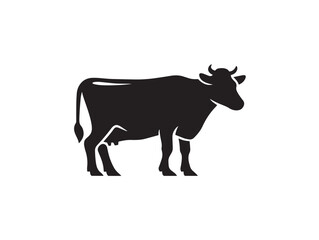 Cow icon vector illustration solid black white background farm animal design