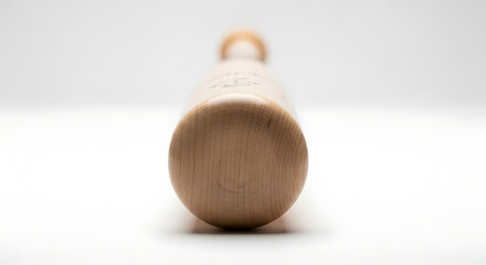 A close up shot of a wooden baseball bat showing the grain and texture against a white background ai generated