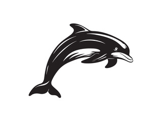 Dolphin icon vector illustration solid black white background ocean symbol