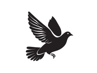Dove icon vector illustration solid black white background peace graphic