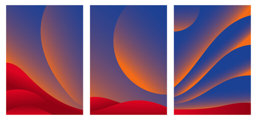 RED PLANET wallpaper, Abstract view of planet with flowing sky. Wallpaper set of red planet. For wallpaper, background, leaflet, poster and template vector.