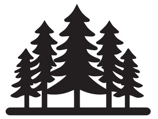 Fototapeta premium Forest icon vector illustration solid black white background woodland graphic