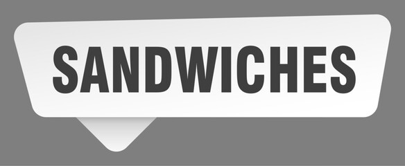 sandwiches sign. sandwiches white sticker isolated on gray background