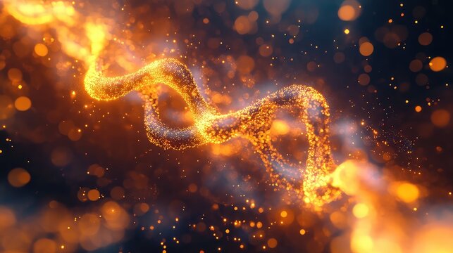 Glowing abstract dna helix creating scientific patterns
