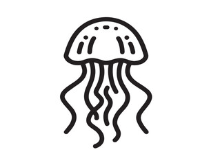 Jellyfish icon vector illustration solid black on white background