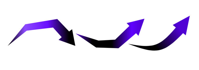 Gradient arrow set in purple to black tones, designed for direction, progress, and infographic elements. Clean, modern, and suitable for presentations, charts, and digital interfaces.
