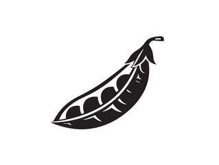 Pea pod icon vector illustration solid black white background garden fresh