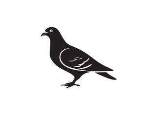 Pigeon icon vector illustration solid black white background city bird