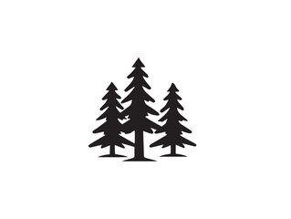 Pine forest icon vector illustration solid black white background woodland