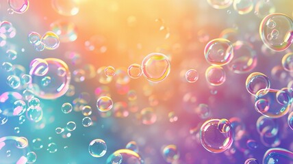 Floating rainbow bubbles with dreamy pastel bokeh in the background. Vibrant, playful, and abstract visual in soft, colorful lighting.