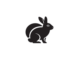 Rabbit icon vector illustration solid black white background woodland creature