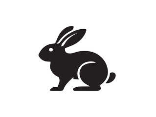 Rabbit icon vector illustration solid black white background nature symbol