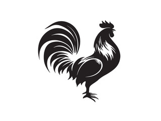 Rooster icon vector illustration solid black white background morning symbol