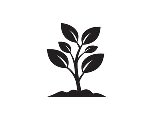 Sapling icon vector illustration solid black on a minimalist white background