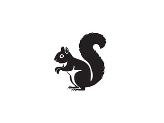 Squirrel icon vector illustration solid black on a minimalist white background