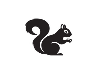Squirrel icon vector illustration solid black on a pure white background