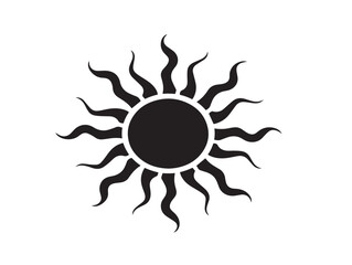 Sun icon vector illustration solid black on a minimalist white background