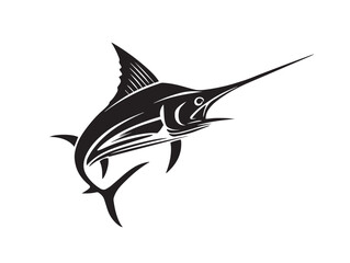 Swordfish icon vector illustration solid black on a pure white background