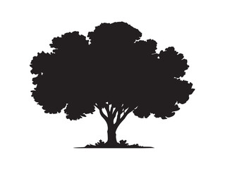 Tree silhouette icon vector illustration solid black minimalist background