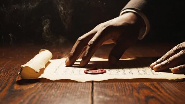 emancipation proclamation anniversary hand unrolls historical document