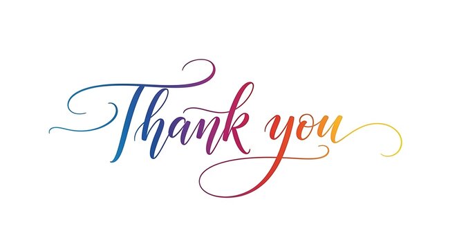 Elegant Colorful Thank You Script on White Background