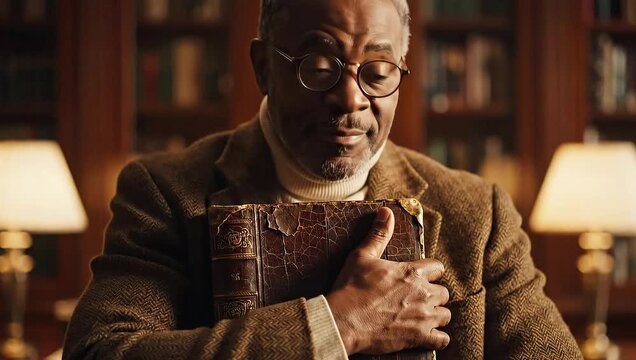 emancipation proclamation anniversary african american man cherishes historical book in library