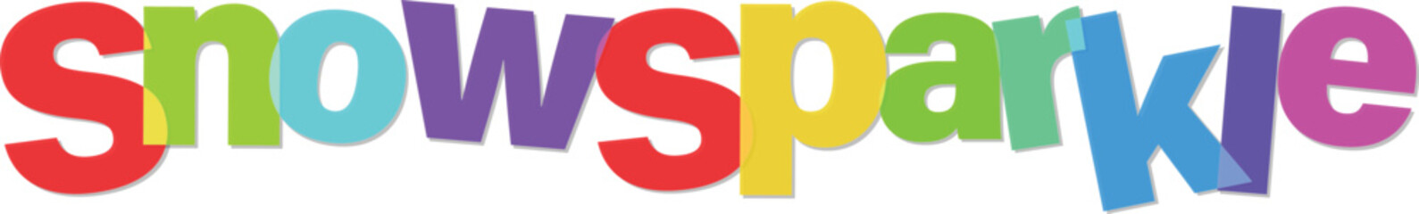 Colorful Snowsparkle Text Design Illustration for Childrens Projects and Winter Fun