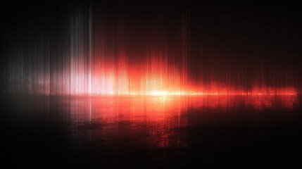Digital sound wave art with glowing red horizon