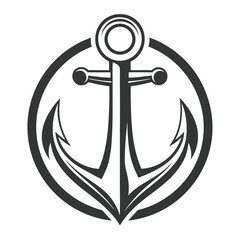 Strong anchor encircled, symbolizing maritime strength and navigation with its detailed, monochrome nautical silhouette