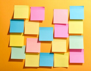Colorful Sticky Notes on Orange Background - Organization and Ideas