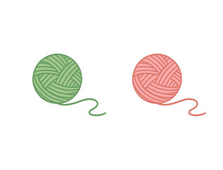 Set of knitting yarn balls on isolated background.