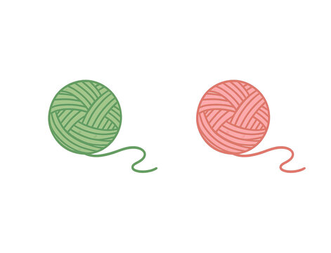 Set of knitting yarn balls on isolated background.