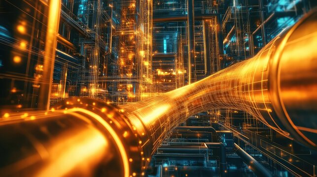 Digital data pipeline transferring information in futuristic network - Powered by Adobe