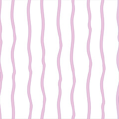 Seamless vector vertical pink stripe pattern. Hand drawn free flowing  jagged lines create an endless print for fabric and wallpaper. Minimalistic Scandinavian wavy background design. Uneven kids 