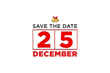 Save the date December 25th Christmas festive celebration invitation card announcement